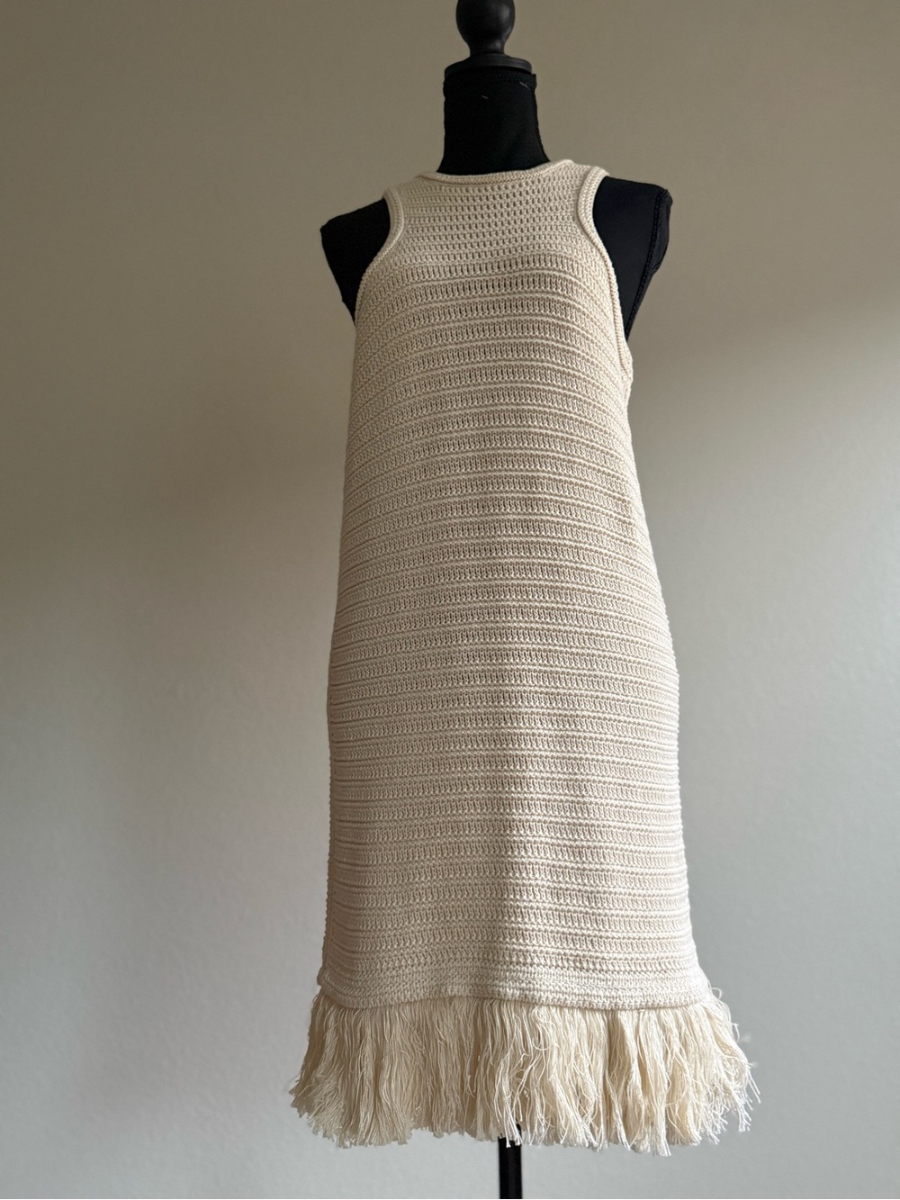Massimo Dutti Crochet Fringe Midi Dress | Premium European Boho